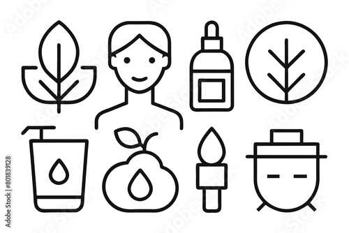 Skin care and health related editable stroke outline icon set Vector illustration on white background.