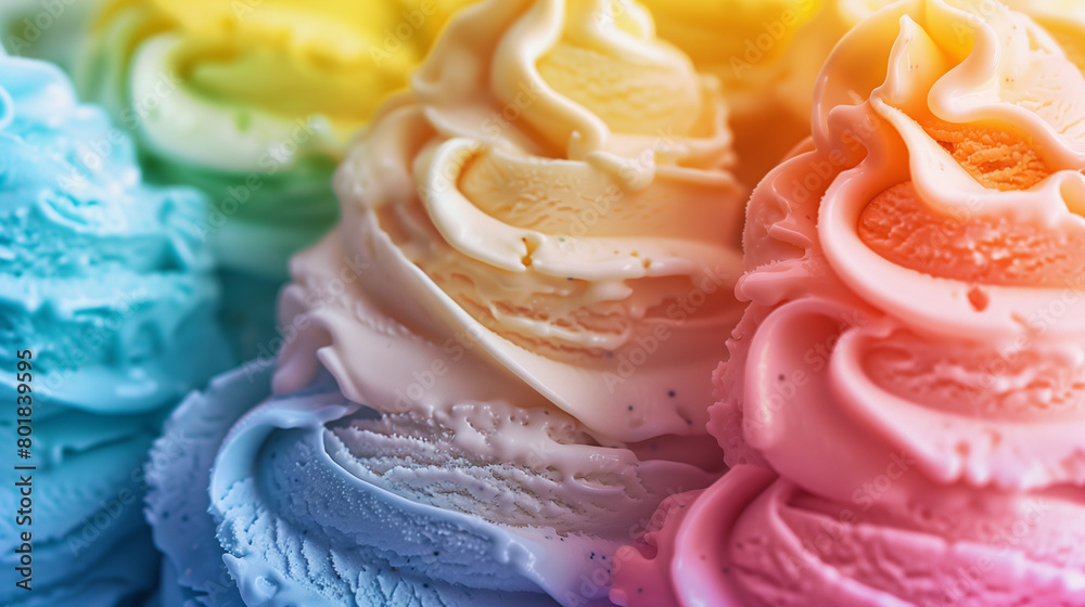 Melting Texture of Colorful Ice Cream Scoops Melting Texture of Colorful Ice Cream Scoops