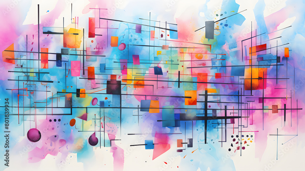 Digital retro music notation painting abstract geometric pattern graphics poster background Digital retro music notation painting abstract geometric pattern graphics poster background