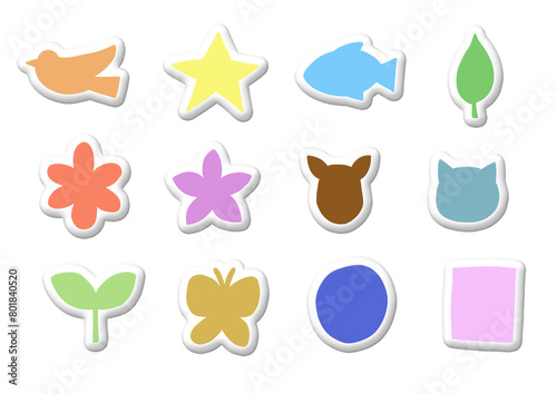 ぷっくりシール風のイラスト素材