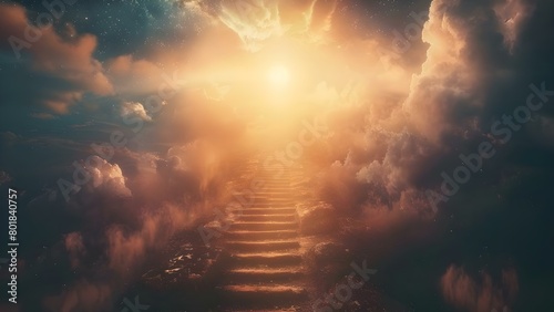 A metaphorical ladder leading to spiritual enlightenment and higher consciousness. Concept Metaphors, Spirituality, Enlightenment, Higher Consciousness photo