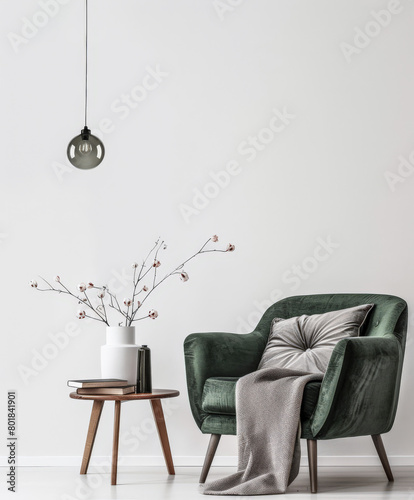 Elegant green accented living room with modern decor.