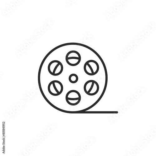 Icon of a vintage film reel, representative of classic cinema and the traditional method of recording and projecting movies. Suitable for film history and media-related themes. Vector illustration