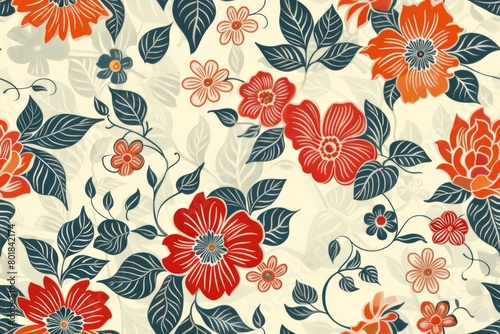 Whimsical flower symphony. Handdrawn pattern for fabrics