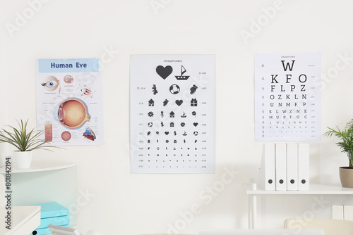 Eye test charts on light wa...
