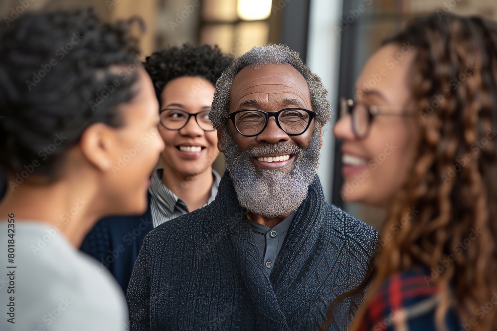 Group of diverse business people working together as a team in an office Group of diverse business people working together as a team in an office