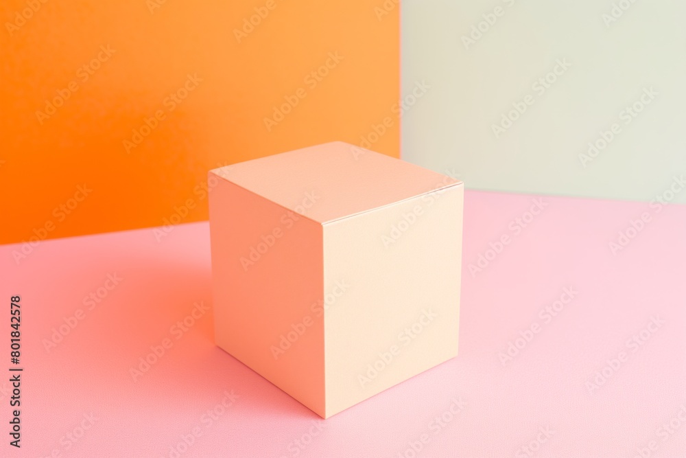 Obraz premium peach colored box on a background of empty space