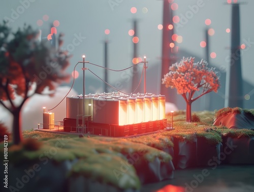 An animation sequence showcasing the conversion of beta radiation into electricity using Ni-63 Betavoltaic Battery technology, for sustainable power  photo