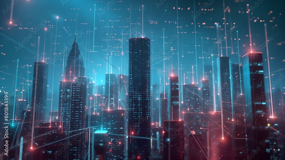aerial view of city skyline. network high speed internet. satellite communication beam. illustrating the seamless connectivity and global reach. aerial view of city skyline. network high speed internet. satellite communication beam. illustrating the seamless connectivity and global reach.