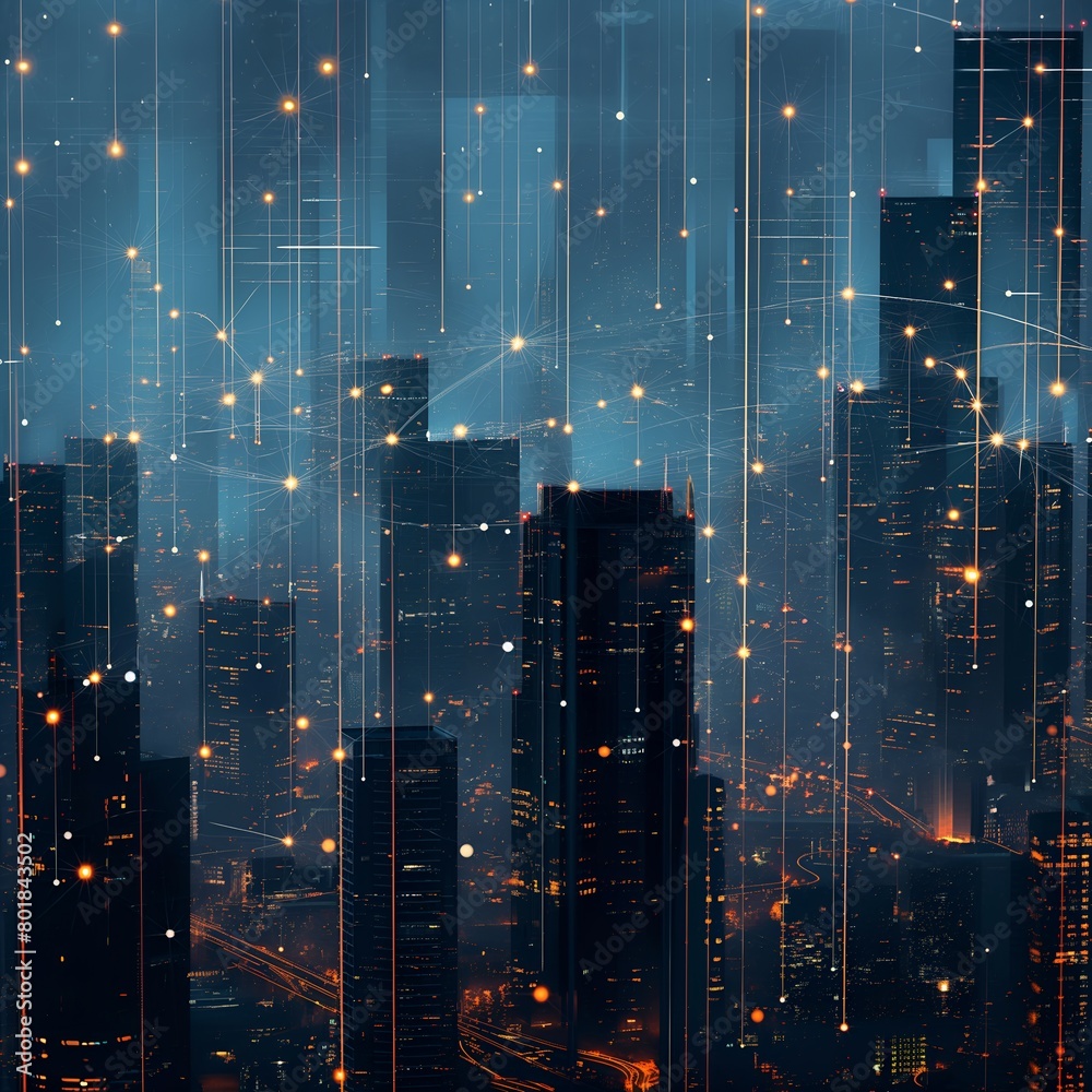 aerial view of city skyline. network high speed internet. satellite communication beam. illustrating the seamless connectivity and global reach. aerial view of city skyline. network high speed internet. satellite communication beam. illustrating the seamless connectivity and global reach.