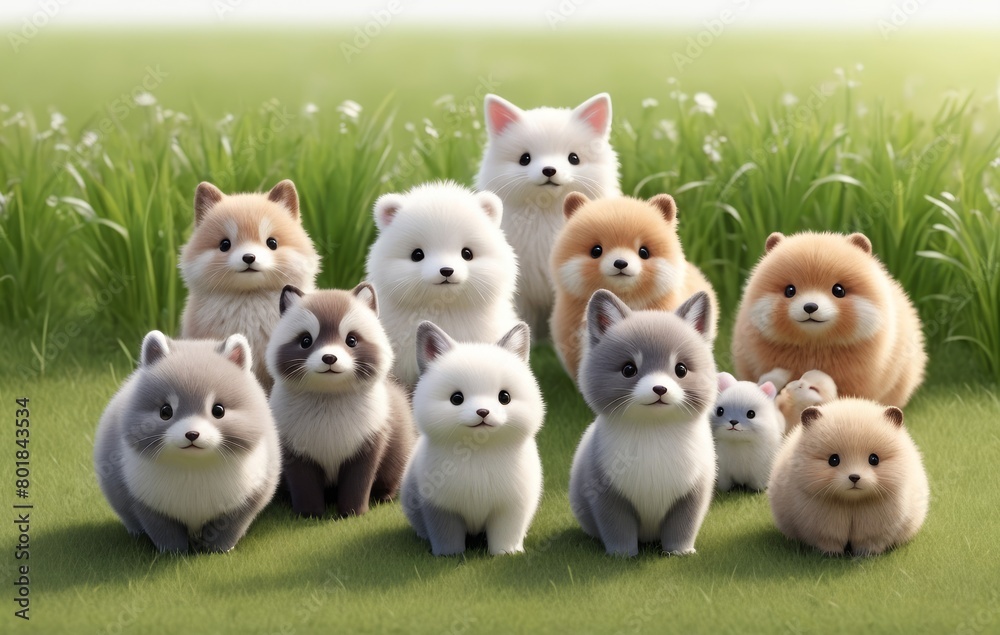 Naklejka premium group of animals that are standing in the grass