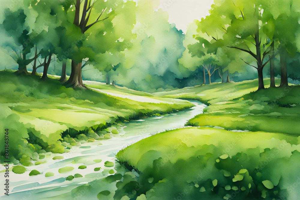 watercolor of green eco background illustration