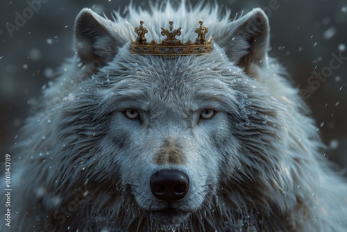 Crowned wolf exuding strength and grace