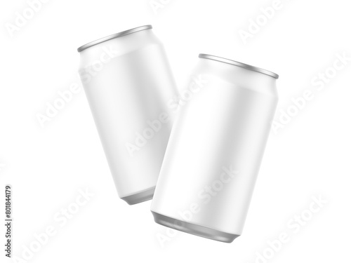 Two Metallic can mockup for beer, soda, juice, energy drink and sparkling water, packaging template for branding, 3d illustration