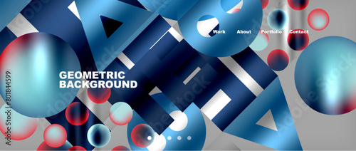 An artistic geometric pattern featuring electric blue and red circles and triangles, reminiscent of a futuristic machine or auto part. Perfect for an event backdrop or art installation