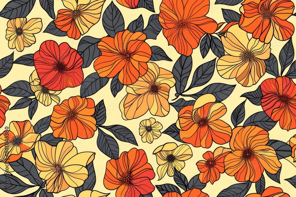 Seamless floral wonderland. Handcrafted flowers for fabric crafting