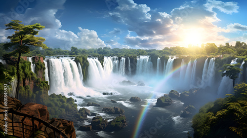 Majestic Waterfalls View from Above breathtaking with beautiful background
 photo