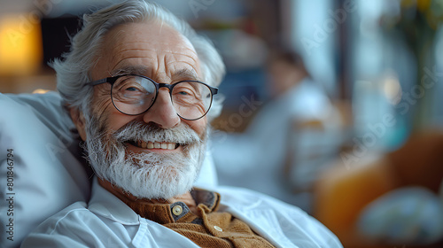 Senior male doctor smiling portrait wearing white coat and eyeglasses