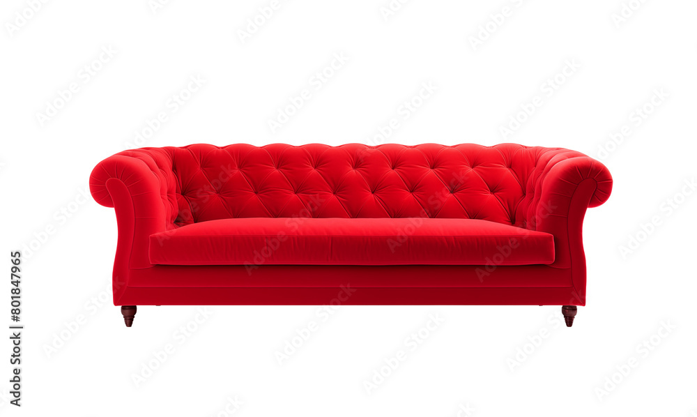 Chic modern sofa with button tufts and angular wooden legs, isolated on transparent background. Generative AI Chic modern sofa with button tufts and angular wooden legs, isolated on transparent background. Generative AI