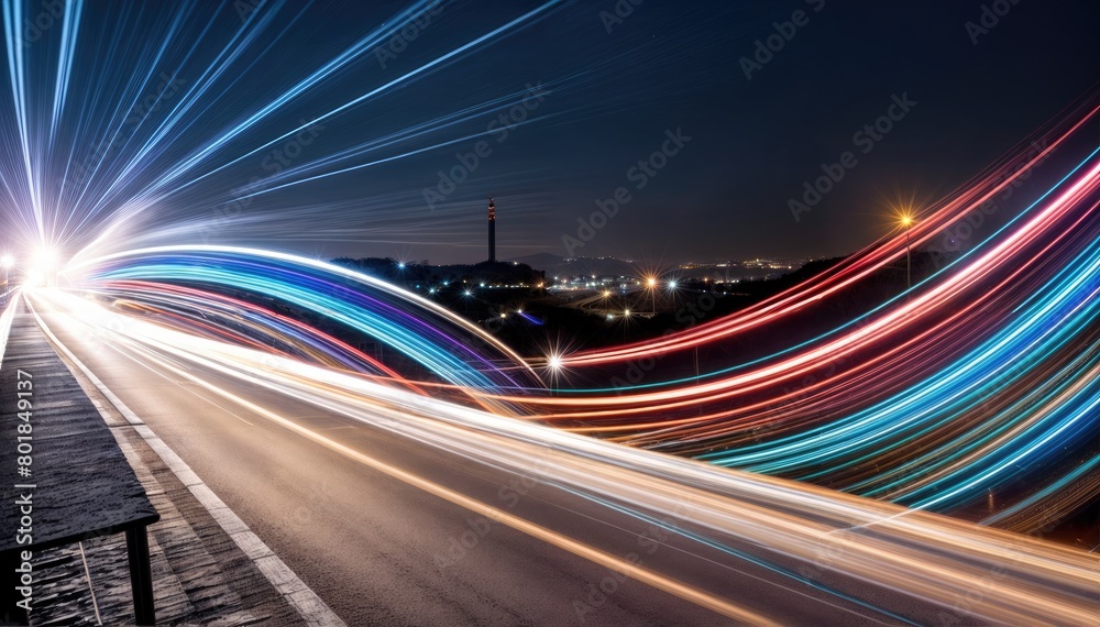 Friendly Motion Blur Illustration with Colorful Light Trails and Transparency