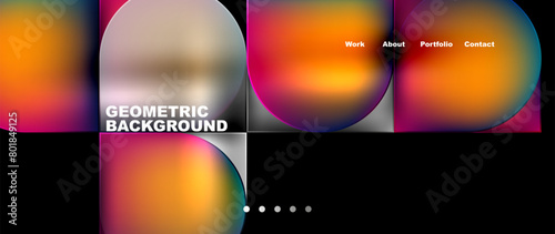 Colorfulness abounds in this geometric background with vibrant circles on a black backdrop. The mix of magenta and electric blue circles creates a visually appealing techinspired design photo