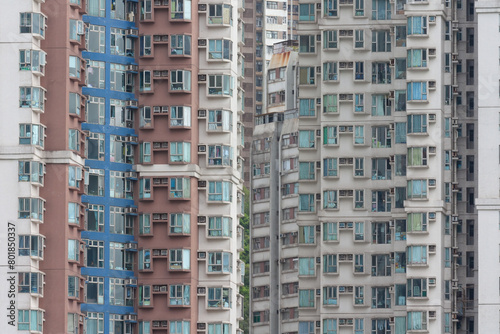 Densely populated apartments in a building in Hong Kong