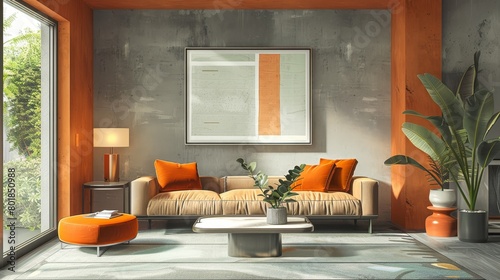 Modern Living Room Trends: An illustration highlighting current trends in modern living room design