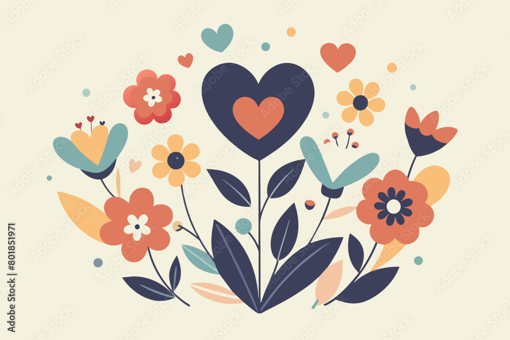Ilustración vectorial de flores amarillas y naranjas y en forma de corazón Ilustración vectorial de flores amarillas y naranjas y en forma de corazón