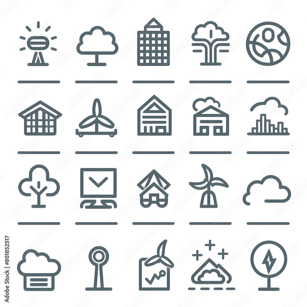 eco outline icons set isolated on white background flat vector illustration eco outline icons set isolated on white background flat vector illustration