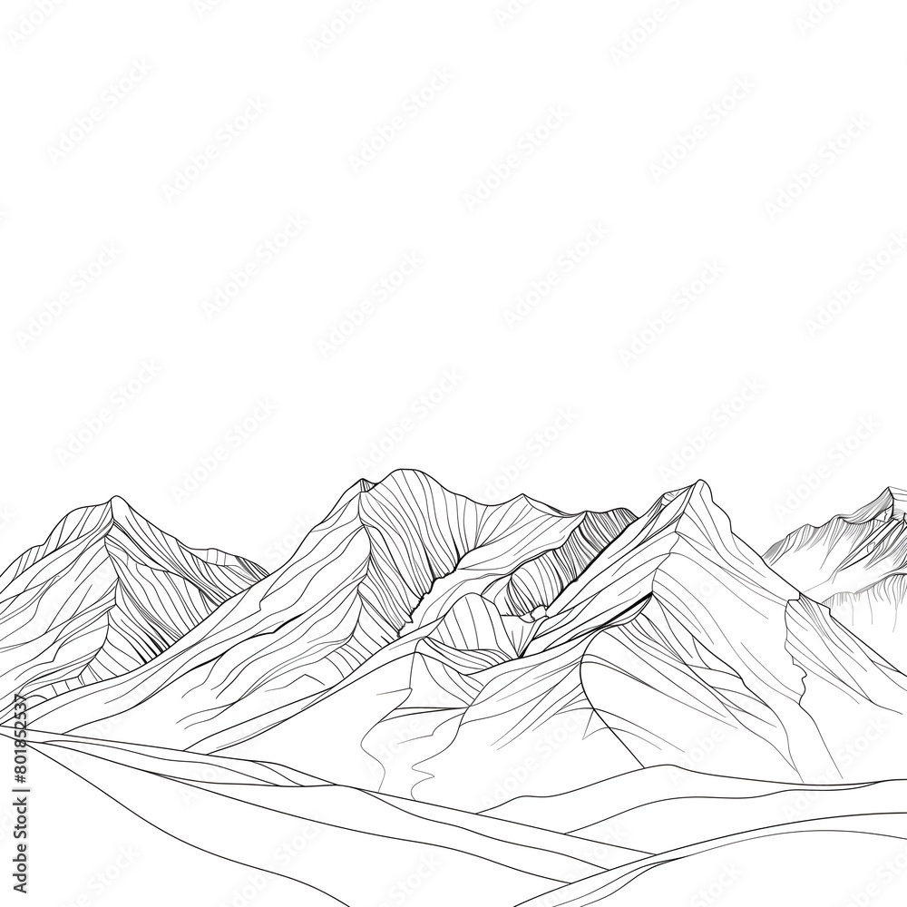 mountain line drawing vector illustration