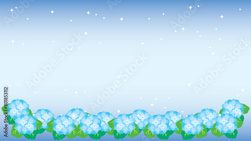 アジサイが美しい背景用ベクターイラスト16：9