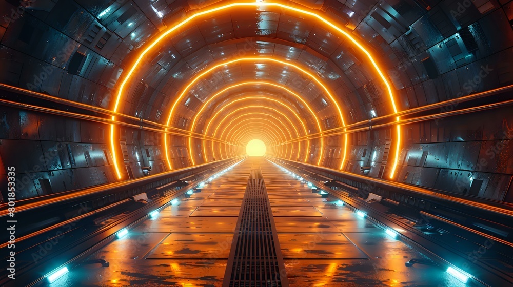 Isolated and Advanced Corridor with Warm, Intense Lighting Isolated and Advanced Corridor with Warm, Intense Lighting