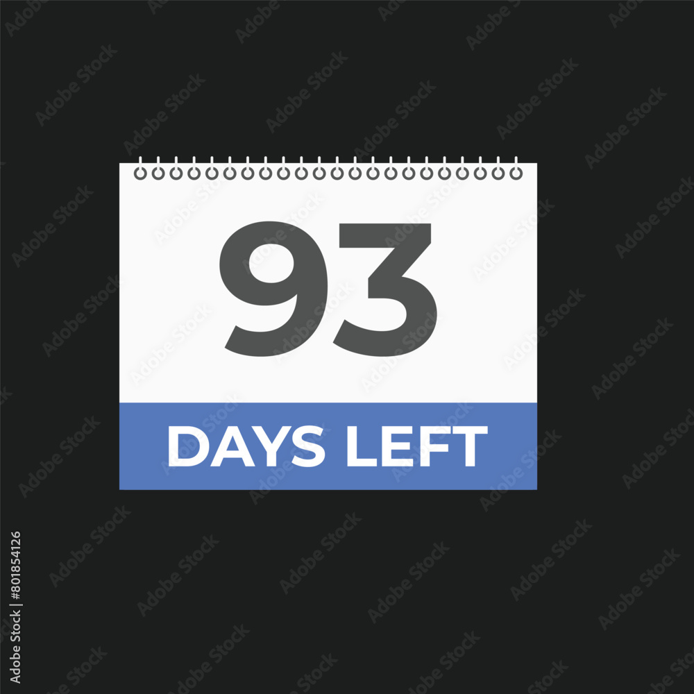 93 days to go countdown template. 93 day Countdown left days banner design. 93 Days left countdown timer
