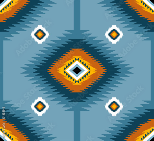 Navajo tribal ethnic Aztec  seamless pattern. South Western motif Mexican. Vector Navajo textile. Boho rug Woven carpet decor style. Design for Batik, fabric, clothing. Geometric ornament Indian.  