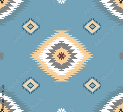 Navajo tribal ethnic Aztec  seamless pattern. South Western motif Mexican. Vector Navajo textile. Boho rug Woven carpet decor style. Design for Batik, fabric, clothing. Geometric ornament Indian.  