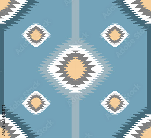 Navajo tribal ethnic Aztec  seamless pattern. South Western motif Mexican. Vector Navajo textile. Boho rug Woven carpet decor style. Design for Batik, fabric, clothing. Geometric ornament Indian.  