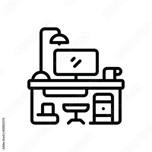 Black line icon for desk work