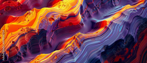 Colorful geological features on exoplanet abstract expressionism influence photo