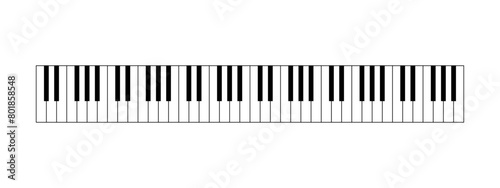 Piano key, keyboard. Piano. Musical instrument.  Synthesizer. Vector eps or transparent png.