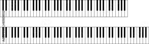 Piano key, keyboard. Piano. Musical instrument.  Synthesizer. Vector eps or transparent png.