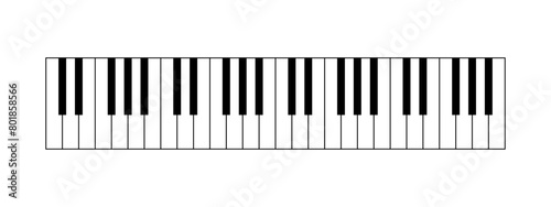 Piano key, keyboard. Piano. Musical instrument.  Synthesizer. Vector eps or transparent png.