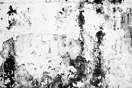 Abstract wall background with rough grainy surface, dust scratches, black and white © MSTSANTA