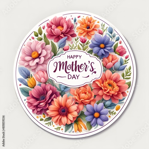 flowers labels decoration mothers day style art, sticker illustration. white background, clip art, hiper, beautifull , realistic, Sticker border, hyper detailed. 4k, ai, generative, 어버이날, 생성형 photo