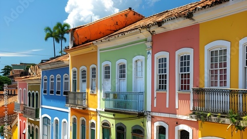 Salvador Bahia showcases vibrant digital art colorful colonial architecture and AfroBrazilian heritage. Concept Art & Culture, Architecture, Afro-Brazilian Heritage, Vibrant Colors, Salvador Bahia photo
