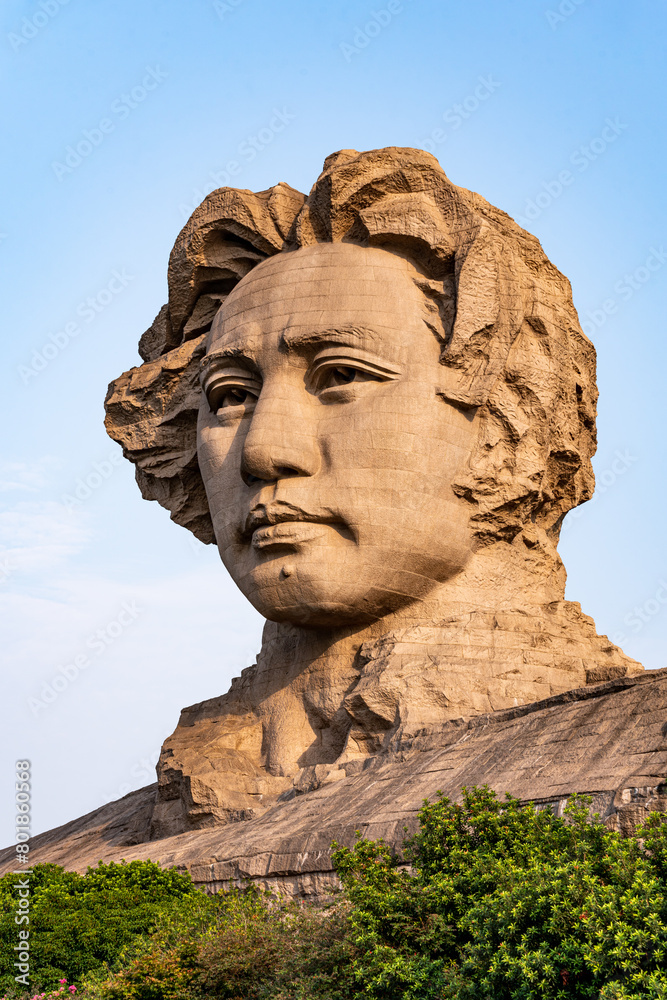 The Yuelu Mountain Scenic Area of Juzizhou Head in Changsha City, Hunan Province, China, features Mao Zedong Youth Sculpture The Yuelu Mountain Scenic Area of Juzizhou Head in Changsha City, Hunan Province, China, features Mao Zedong Youth Sculpture