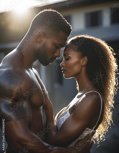 Sexy and romantic african american couple