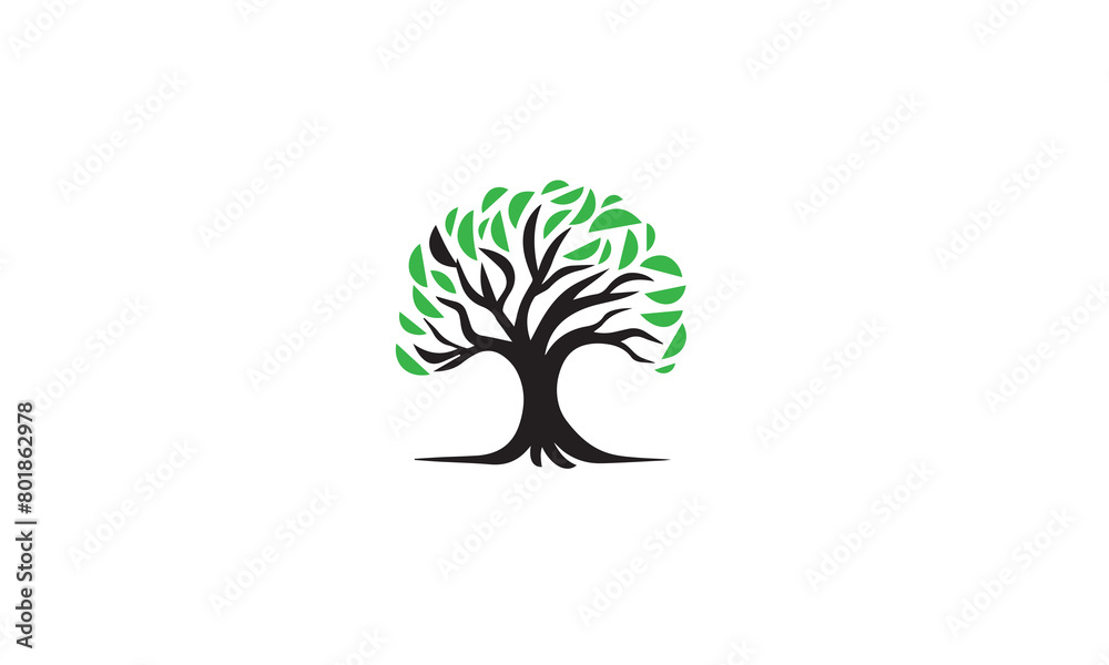 Obraz premium tree logo black simple flat icon on white background