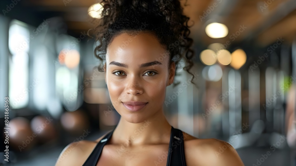 Confident woman in stylish fitness attire with copyspace background . Concept Fitness Fashion, Confidence, Stylish Attire, Copyspace Background Confident woman in stylish fitness attire with copyspace background . Concept Fitness Fashion, Confidence, Stylish Attire, Copyspace Background