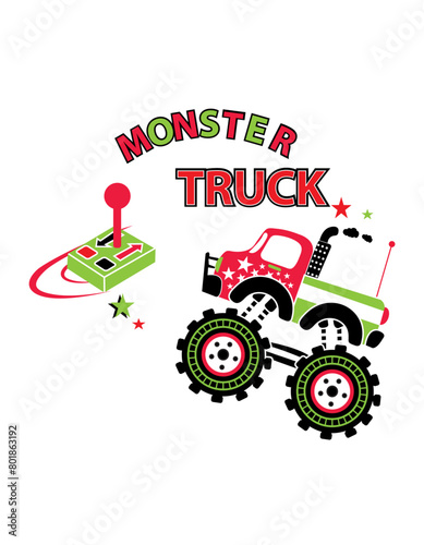 Monster trucks t shirt logo print