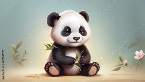 anthropomorphic illustration of a cute baby panda